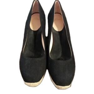 JCrew Women's Seville Pump Size 12 Wedge Heel Espadrille Black Canvas Slip On